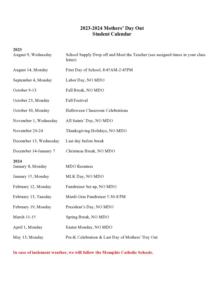 20232024 MDO Calendar Church of the Holy Spirit